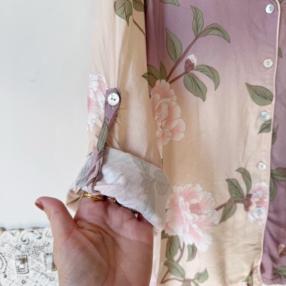 Homebodii Nightfall Purple Floral Long Sleeve Pajama Short Set XL Revolve - Picture 6 of 10